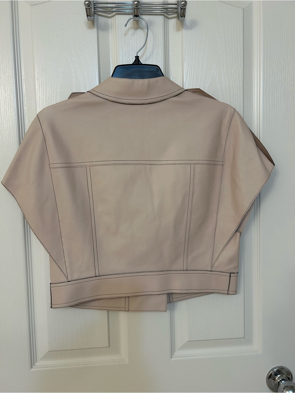Longchamp Leather Cap Sleeve Crop Jacket in Color Power Size 8 - Picture 8 of 8
